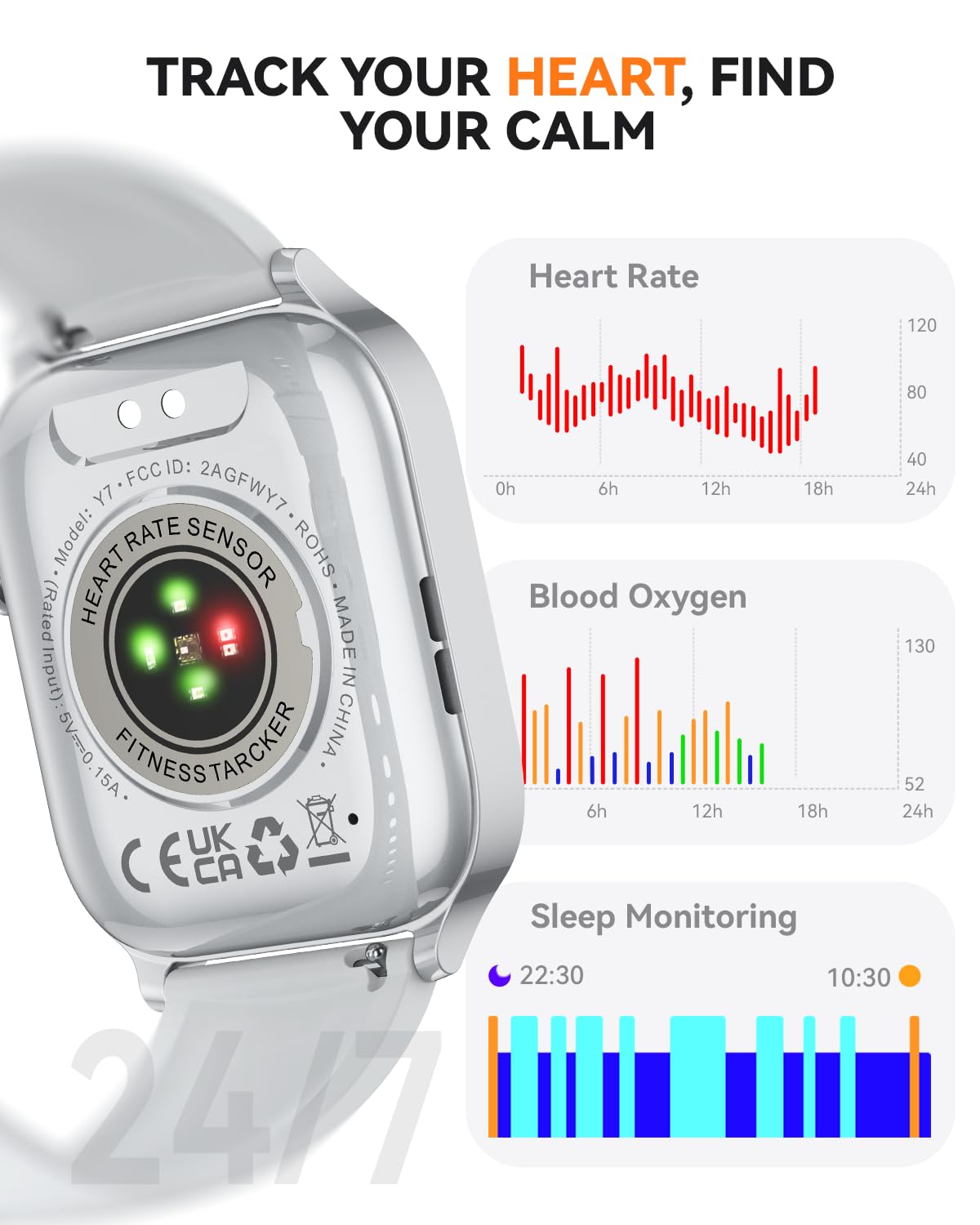 Smart Watch for Men Women- Answer/Make Call, 2024 IP68 Waterproof Fitness Tracker Watch with Sleep Step Counter Activity Smartwatch for Samsung Android iPhone iOS (Black-Blue, 1.83)