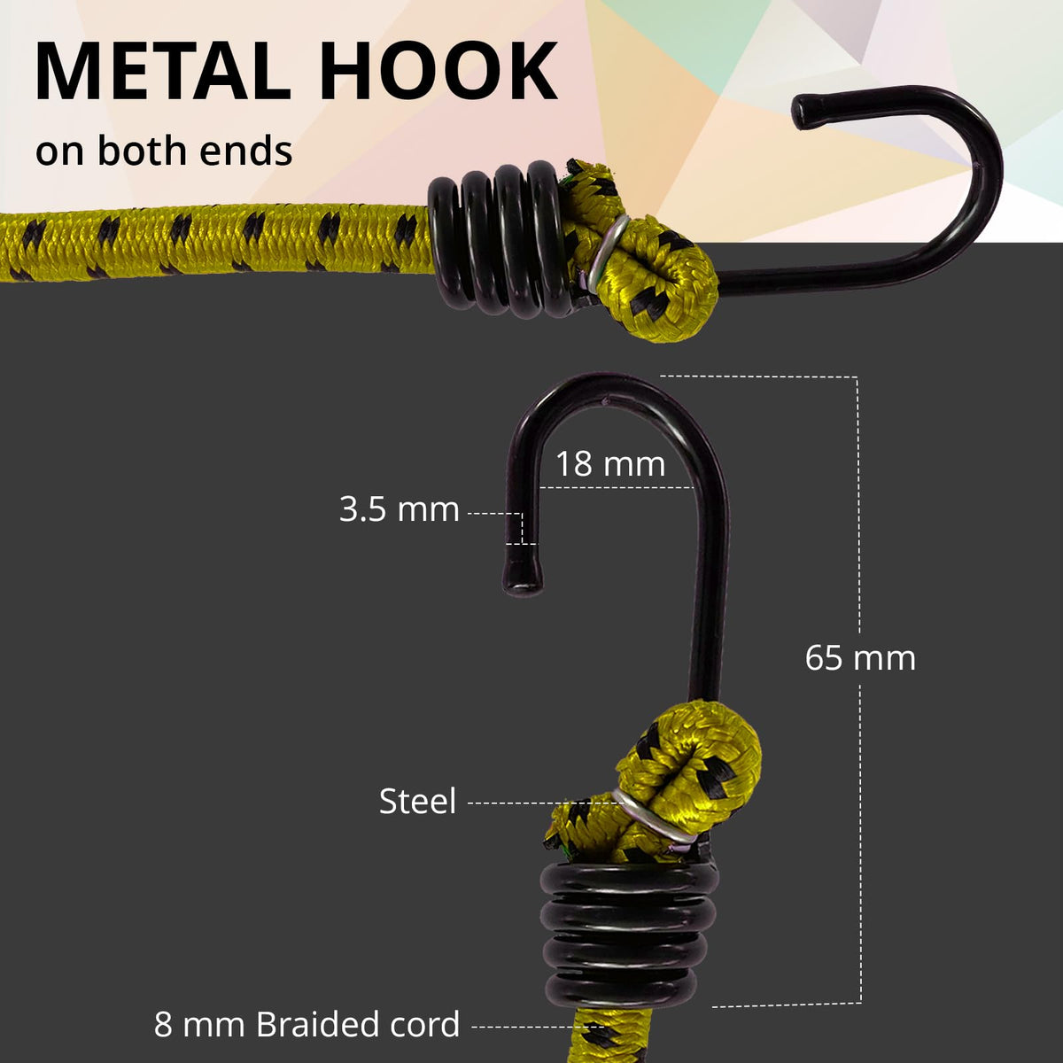 ANSIO Bungee Cords with Hooks 16” (40cm), Pack of 10 Bungee Straps - Red