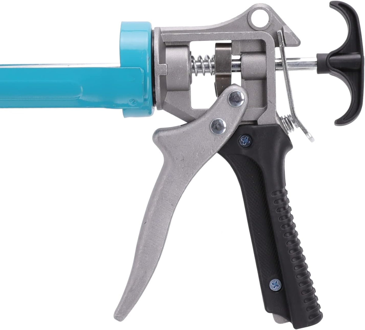 Amazon Basics Heavy Duty Sealant Caulking Gun - 310 ml (0.3 Litres) - 12:1 Thrust Ratio, Aluminium handle with plastic support grip, Blue/Grey