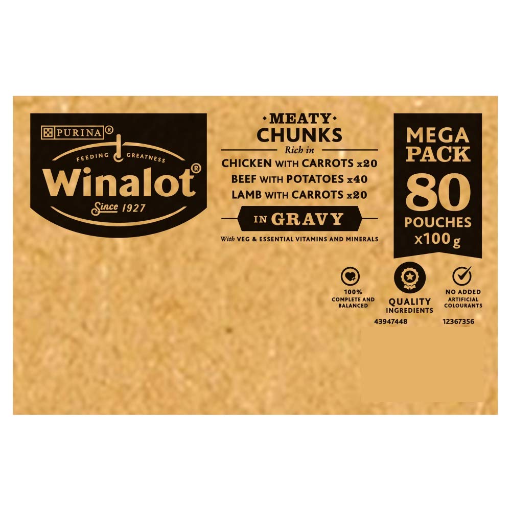 WINALOT Sunday Dinner Mixed in Gravy Wet Dog Food Pouches 40x100g