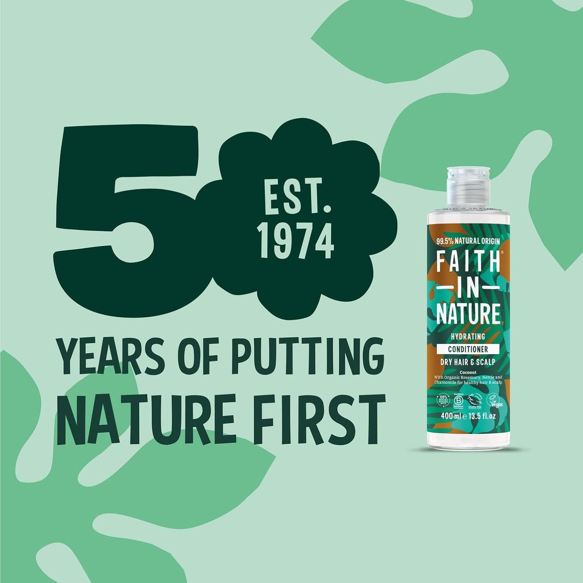 Faith In Nature Organic Coconut Conditioner, Hydrating for Dry Hair & Scalp, Vegan & Cruelty Free, No SLS, Silicones or Parabens, 400ml