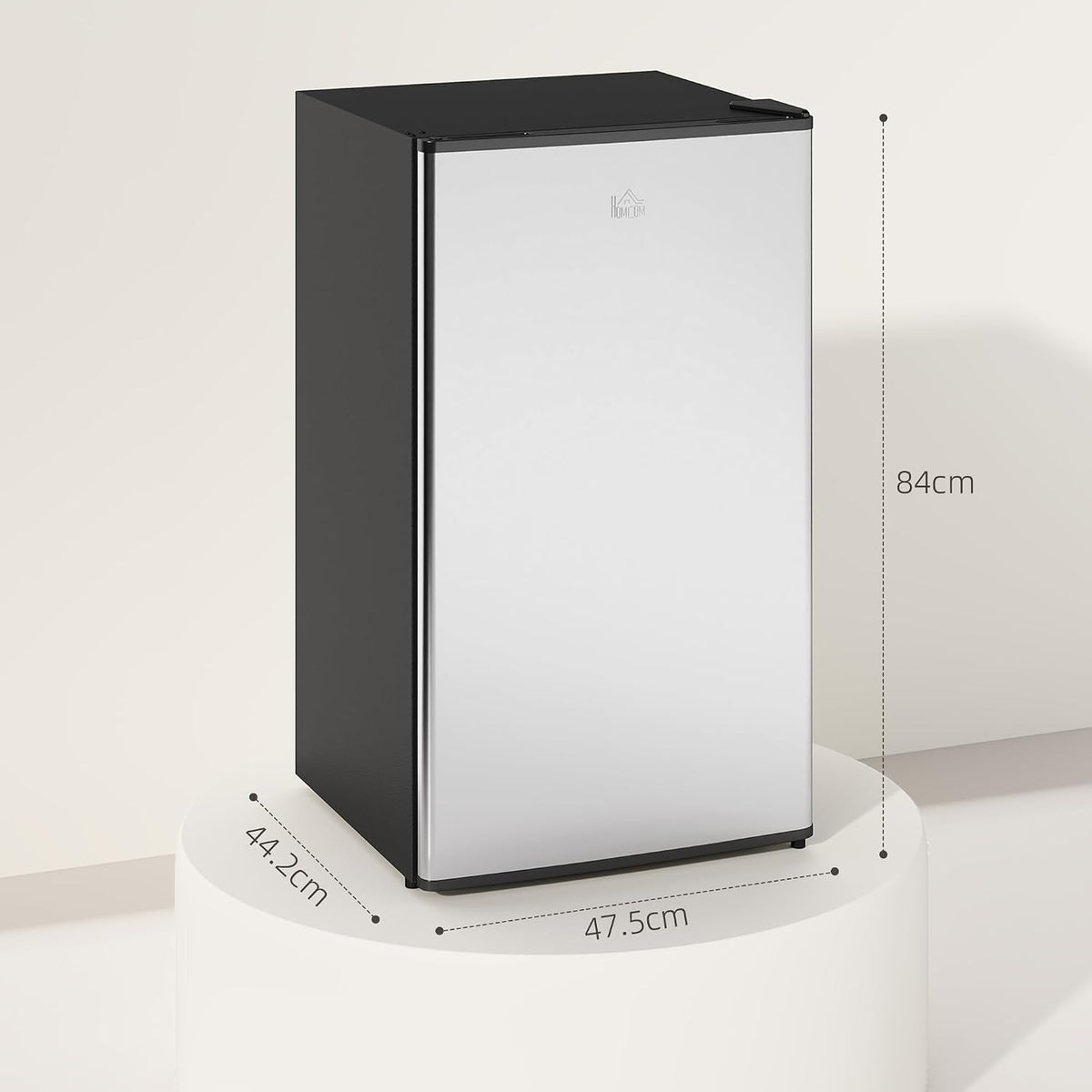 HOMCOM Under Counter Fridge 91L Small Fridge with Chiller Box Silver Tone
