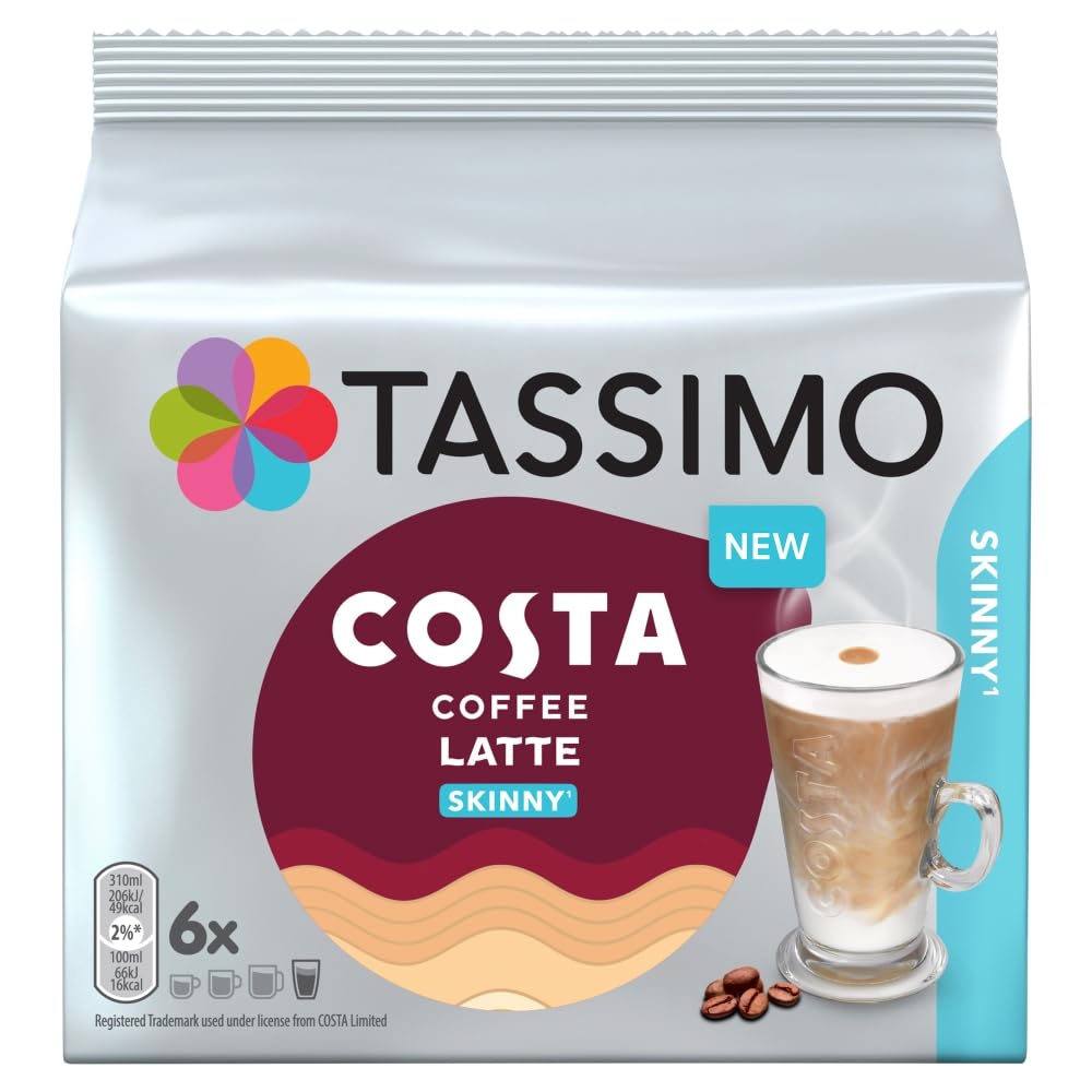 Tassimo Costa Latte Medium Roast Coffee Pods, Pack of 5, Total 40 Cups