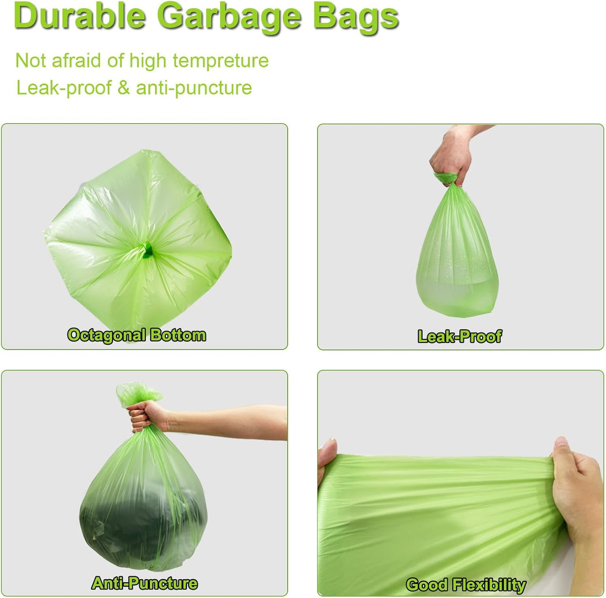 KITBEST 10L Biodegradable Bin Liners 120 Count Food Waste Trash Bags Small