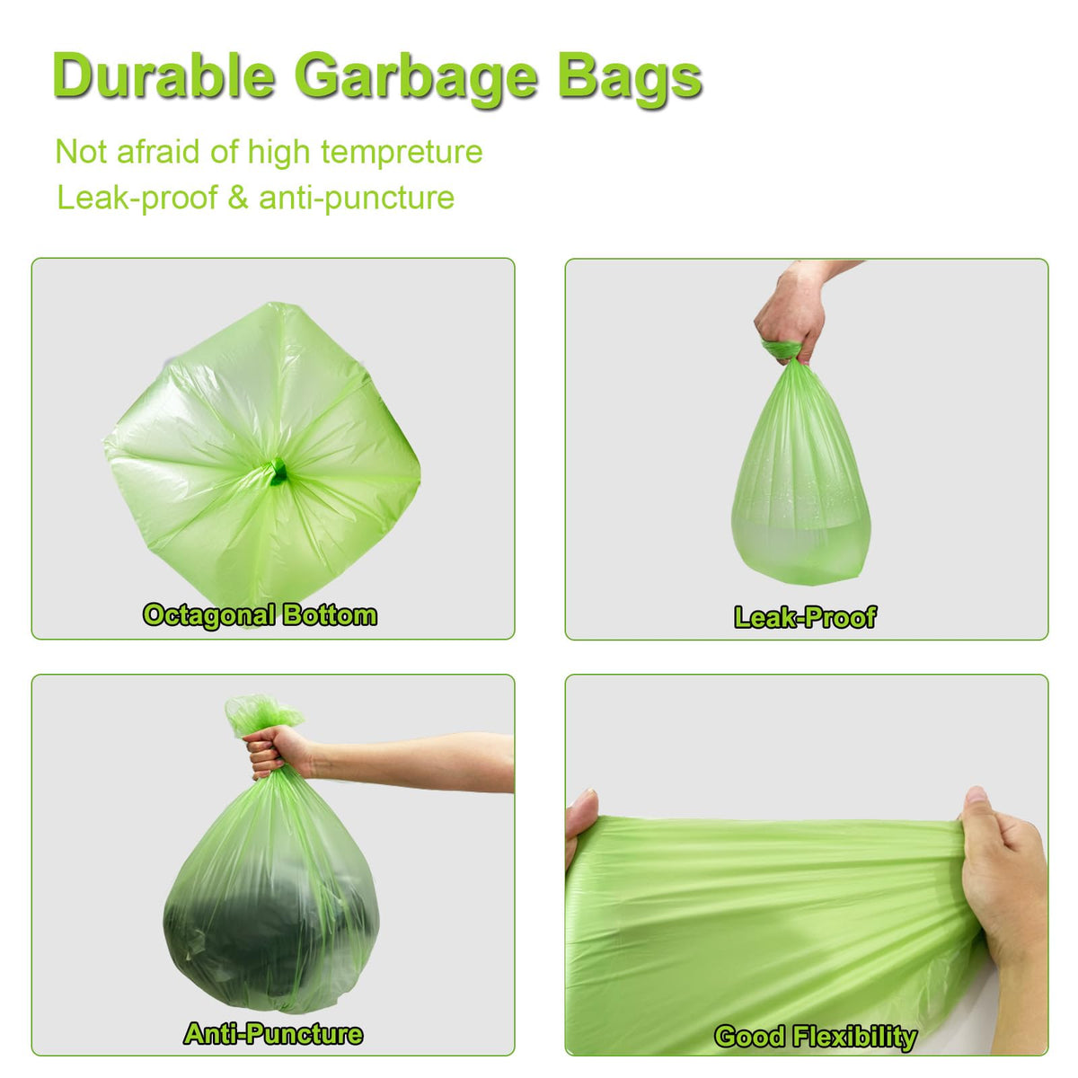 KITBEST 10L Biodegradable Bin Liners 120 Count Food Waste Trash Bags Small