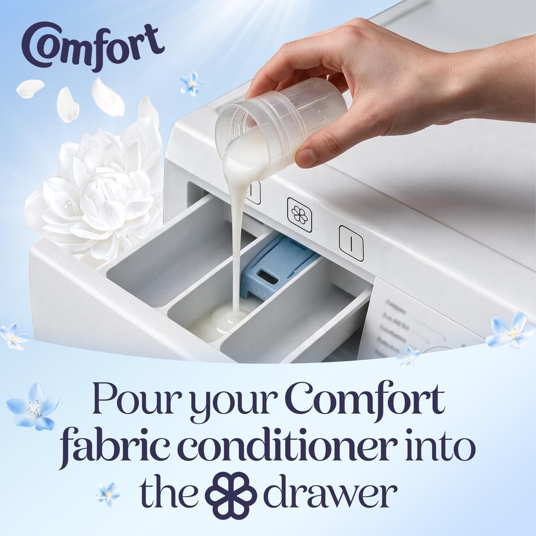 Comfort Pure Sensitive Fabric Conditioner dermatologically tested gentle next to sensitive skin 160 washes (4.8 L)