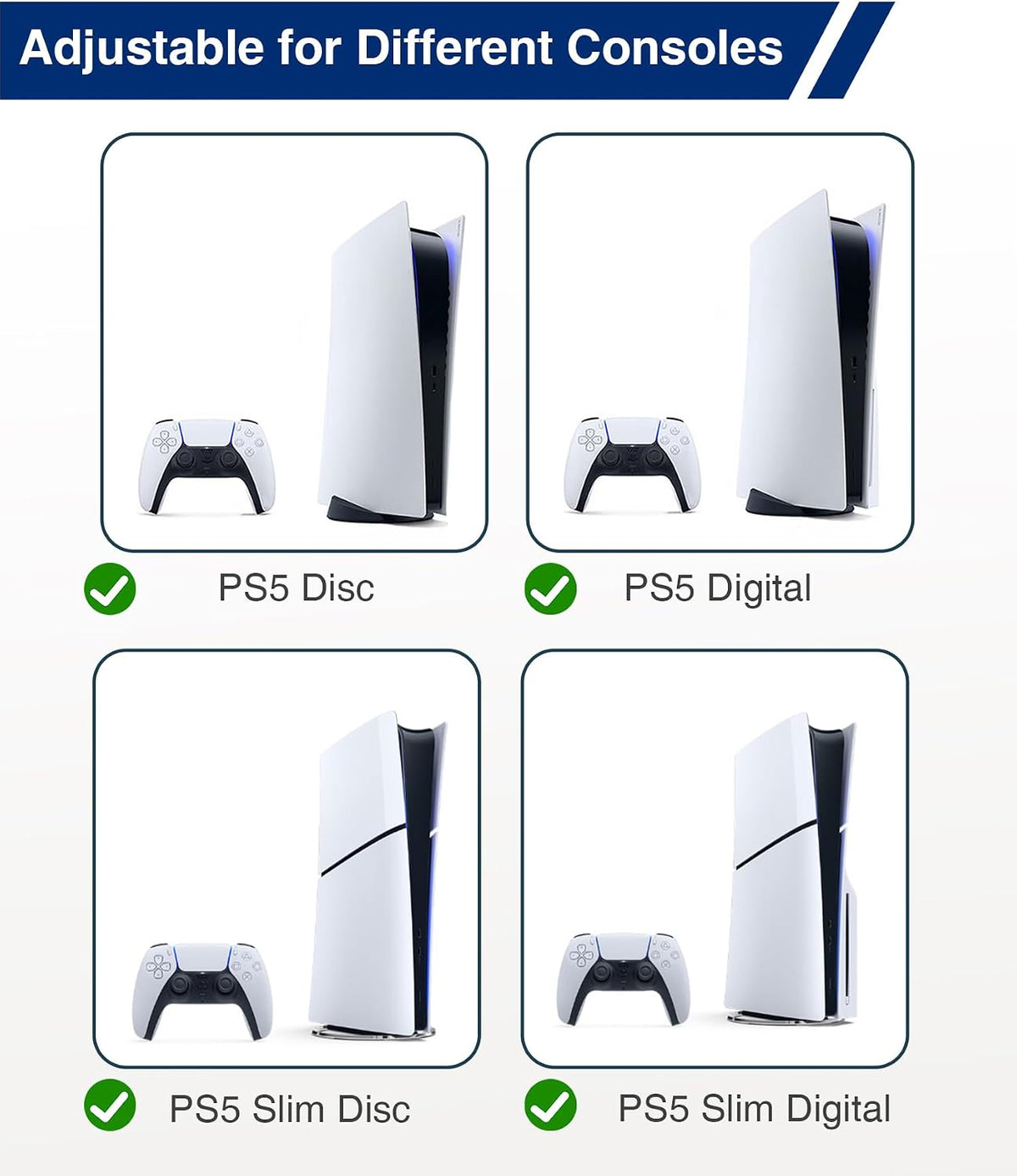 Console Holder Wall Mount for PS5:Gaming Stand for PlayStation 5 and 2 Controller Stand Kits Black