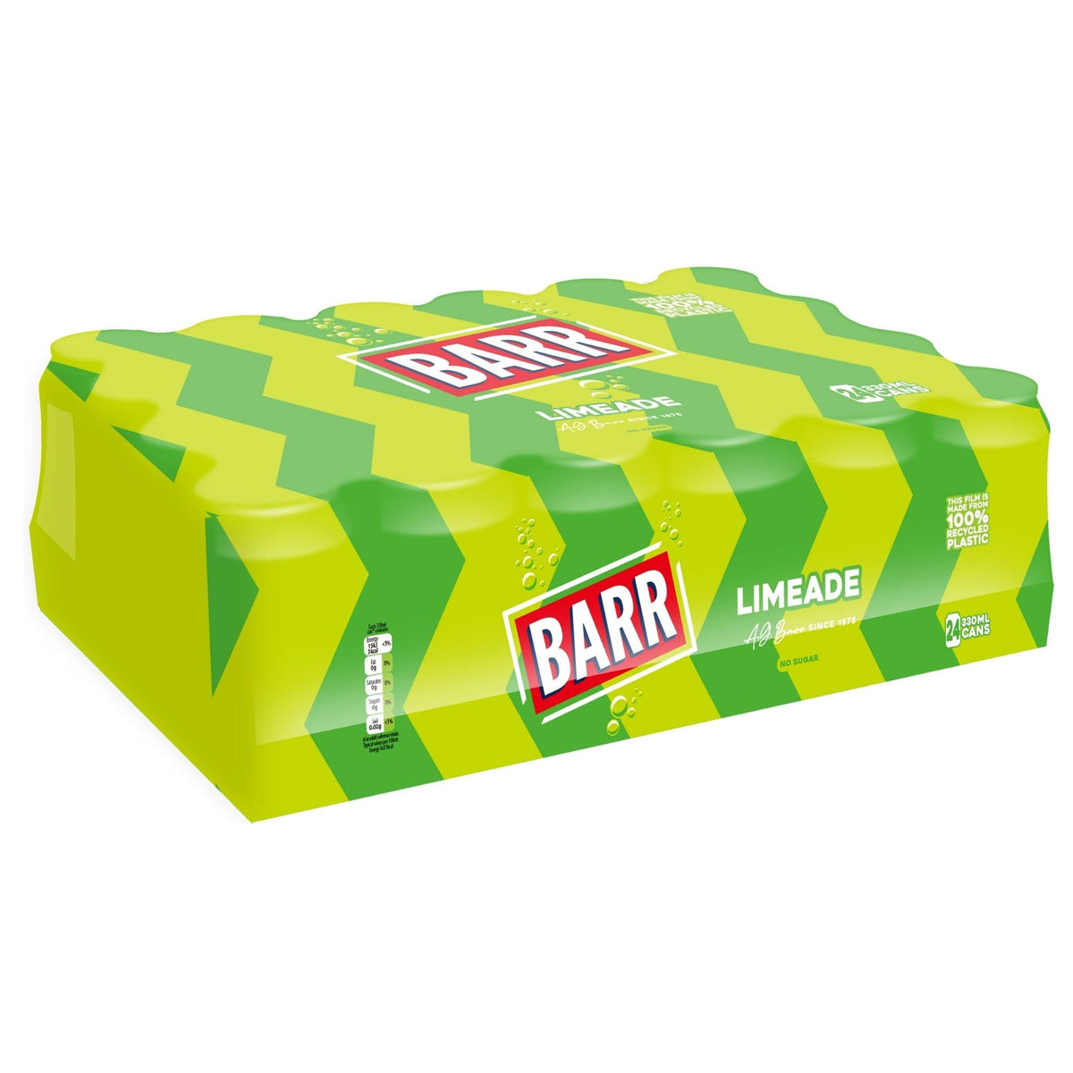 Barr Cream Soda Zero Sugar Sparkling Soft Drink, 24 Pack, 330ml Cans