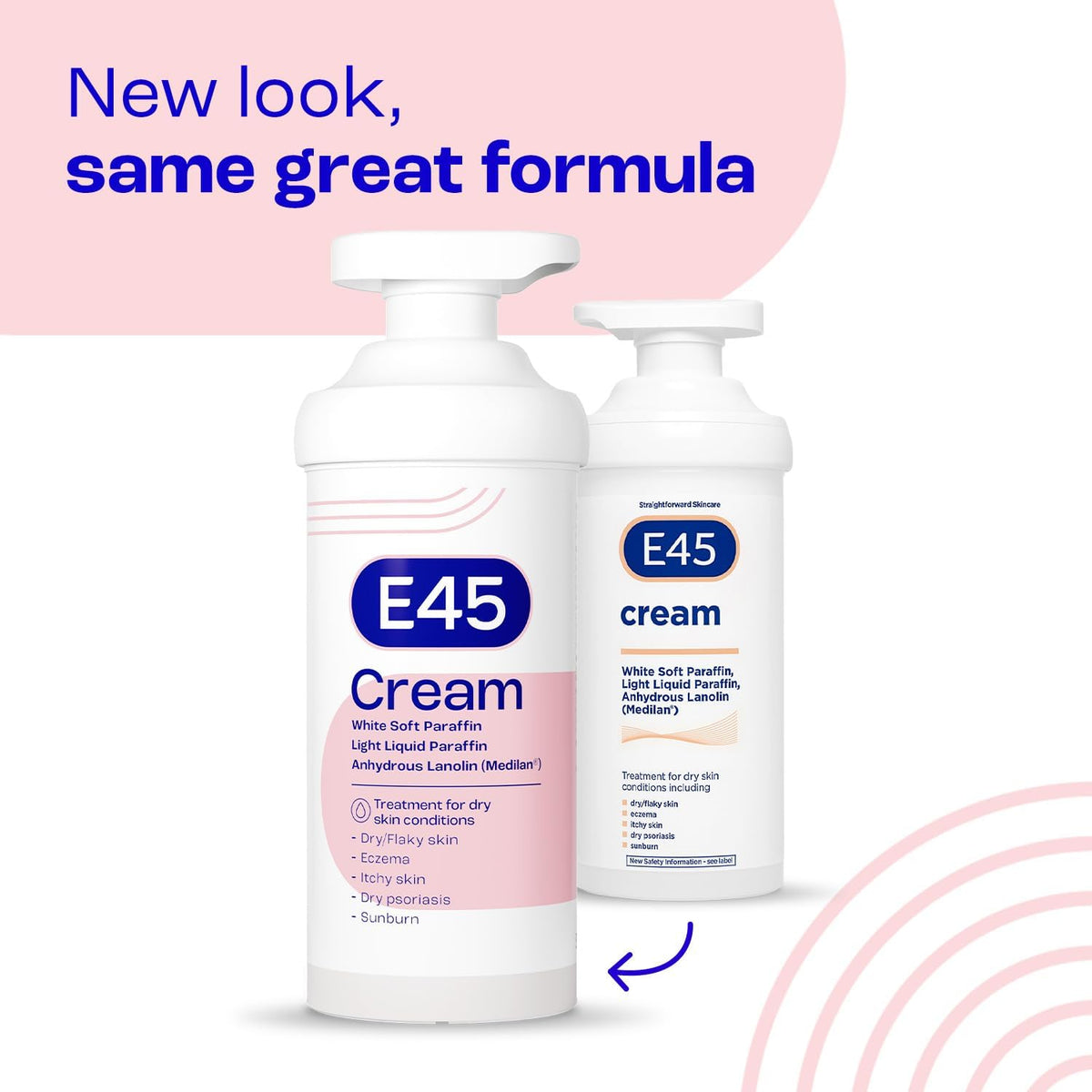 E45 Moisturising Cream 500g for Dry, Itchy & Sensitive Skin, Emollient