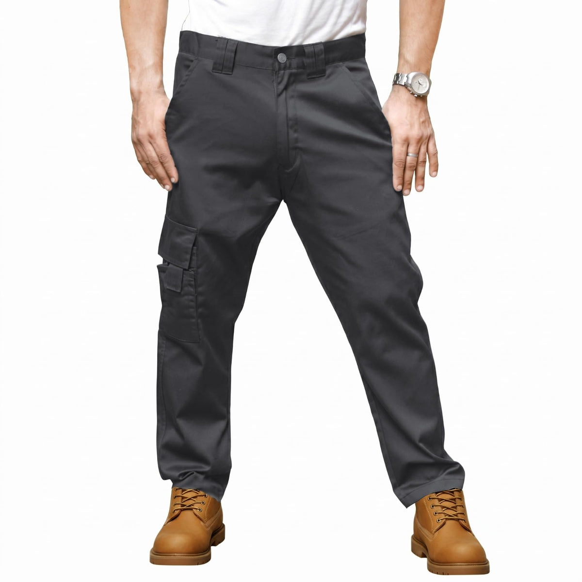 Multi Pockets Men Cargo Combat Work Trousers Work Pants with Button & Zip Fly