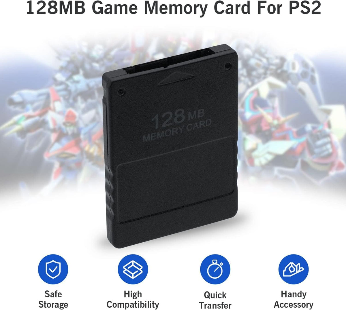 Mcbazel PS2 Memory Card 128MB, 128MB Memory Card for Playstation 2 PS2/Slim Game Console