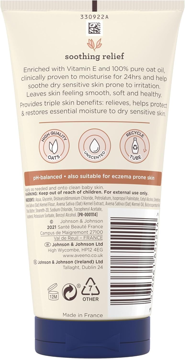 Aveeno Baby Soothing Relief Emollient Cream for Sensitive Skin (1 x 150ml)