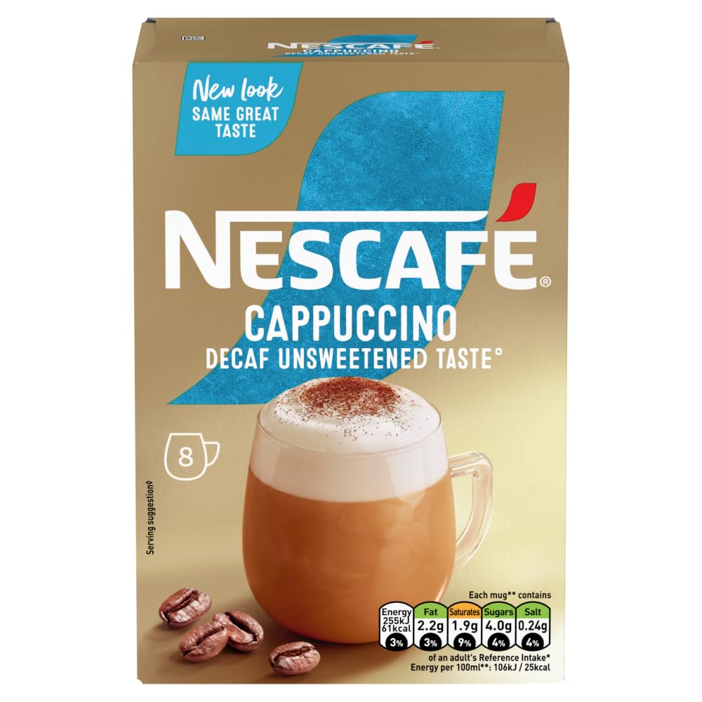 NESCAFÉ Cappuccino Decaffeinated Unsweetened Coffee Sachets x7