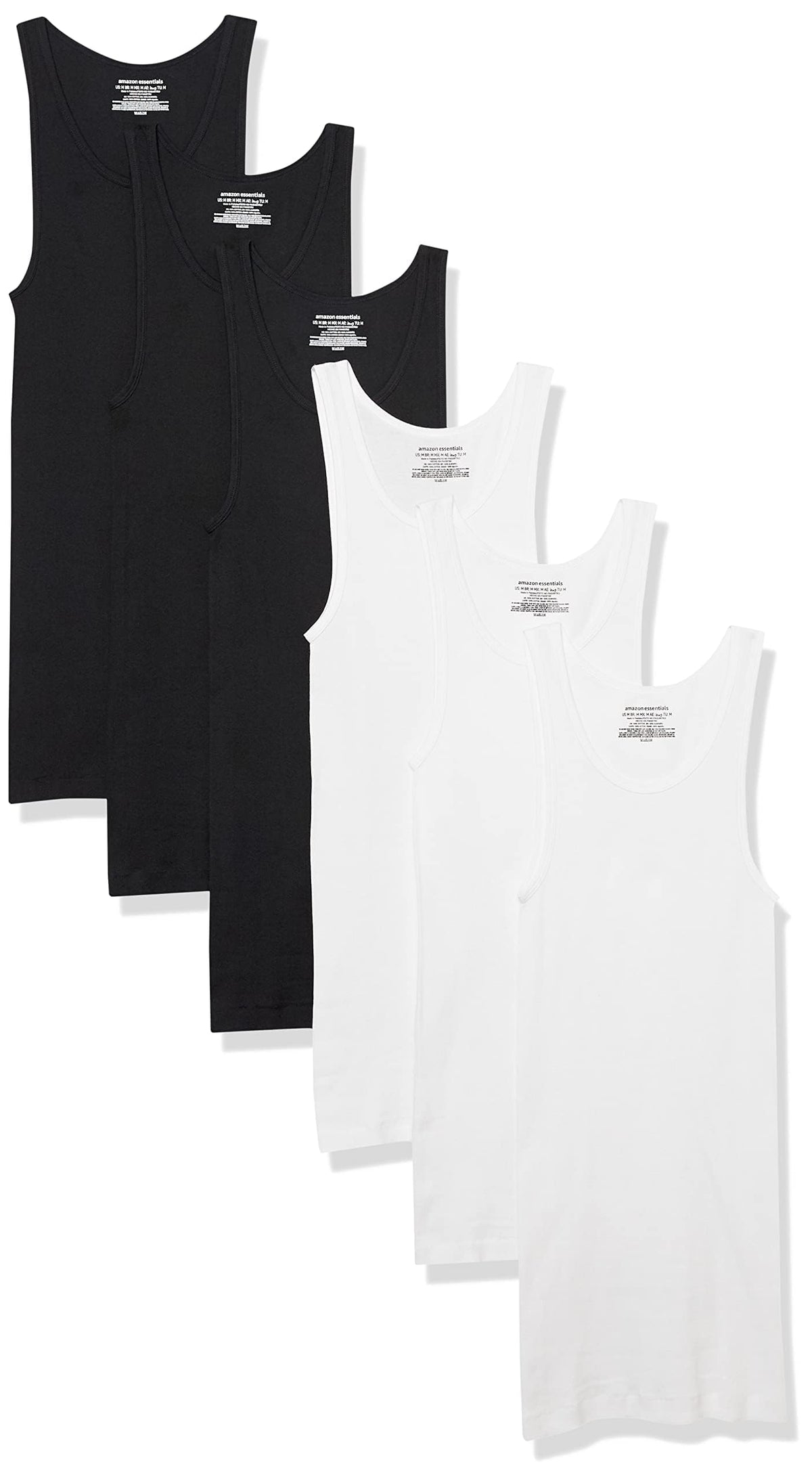 Amazon Essentials Men's Lightweight Tank Undershirts, Pack of 6