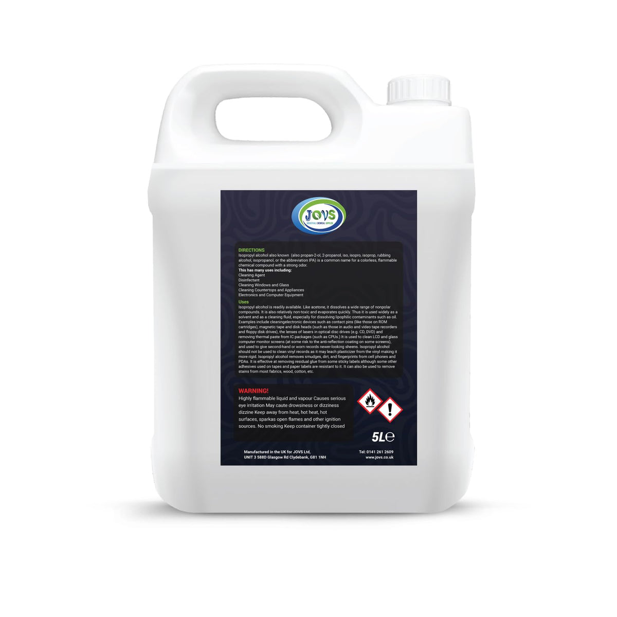 Isopropyl Alcohol 99.9% Pure | Lab Grade IPA | Isopropanol 4x 5L | Rubbing Alcohol for Cleaning and Disinfecting | Solvent for Electronics, Windows, Glass, Appliances, and More
