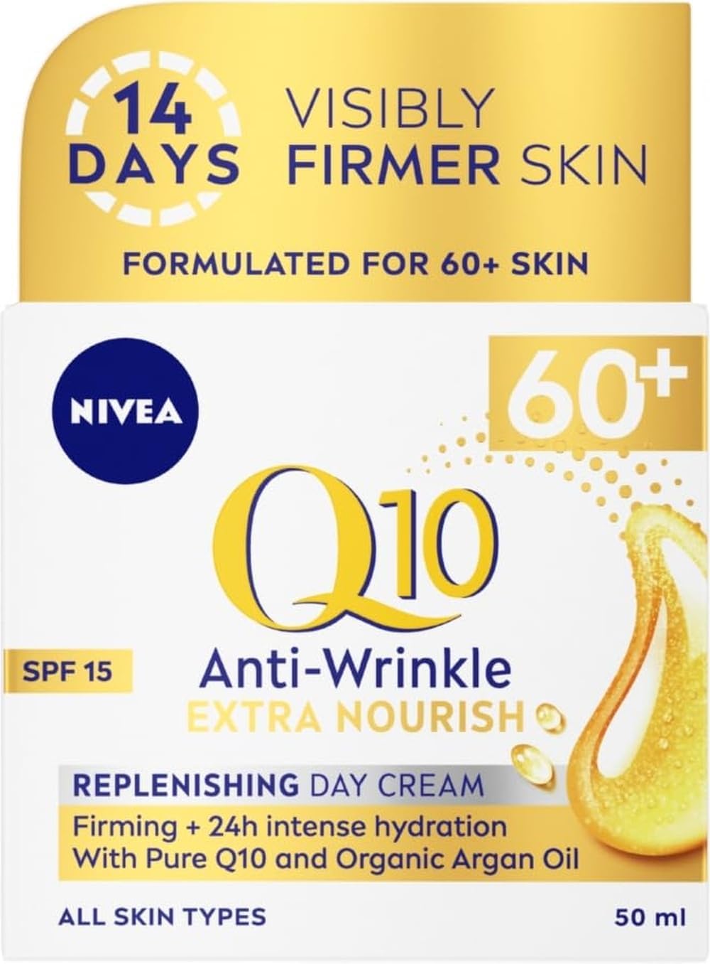 NIVEA Q10 Anti-Wrinkle Extra Nourish Replenishing Day Cream SPF 15, 50 ml
