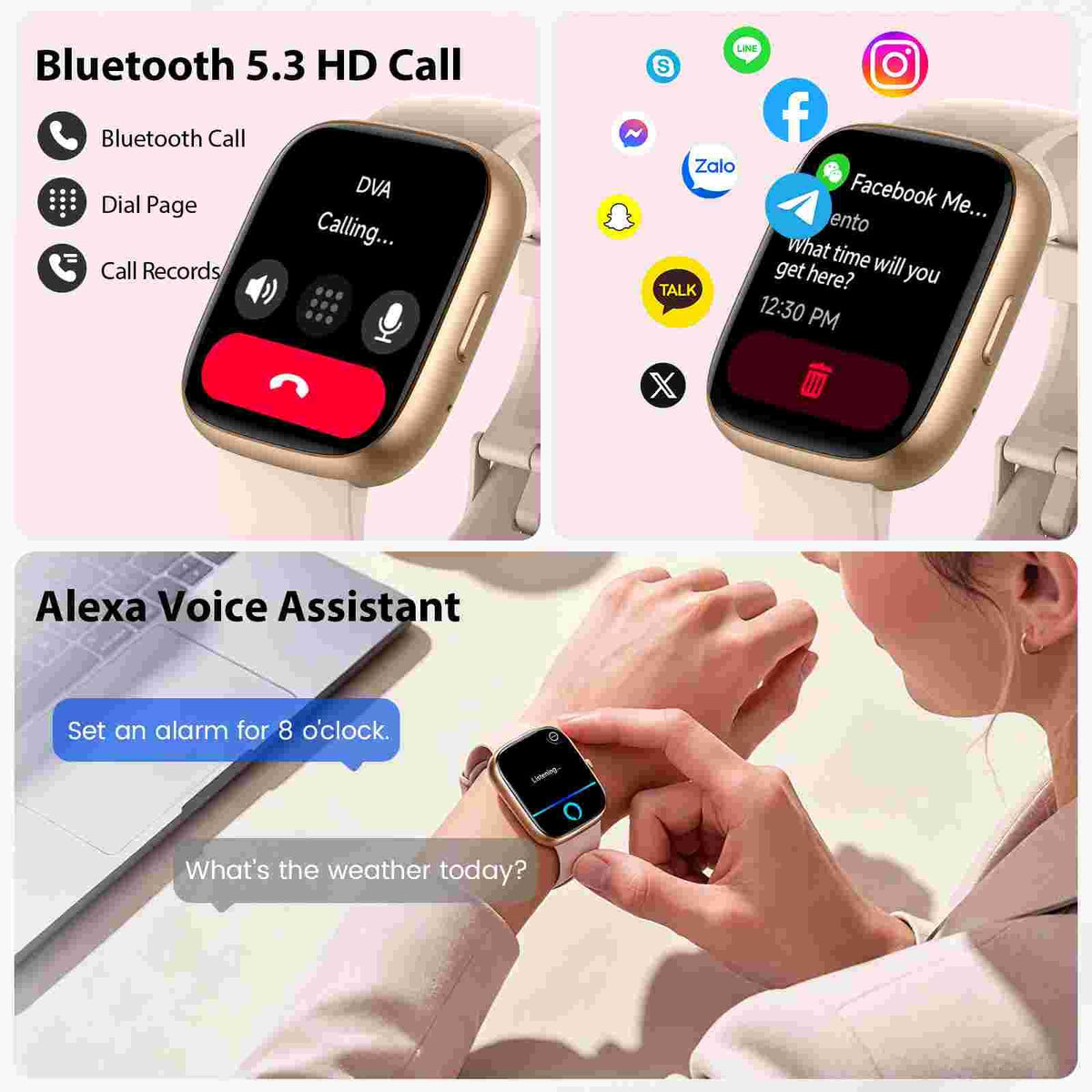 Cillso Smart Watch, Alexa Built-in, 1.83" Bluetooth Calling Fitness Watch