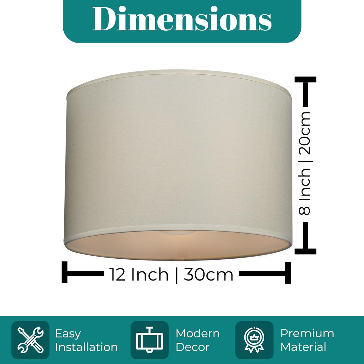 GIGGI Fabric Lamp Shades, 10" Beige Lampshades for Ceiling Lights, Table Lamps & Floor Lamps, Easy Fit Pendant Light Shade Ceiling for Living Room, Bedroom, Kitchen, Hallway, Office & Home Décor