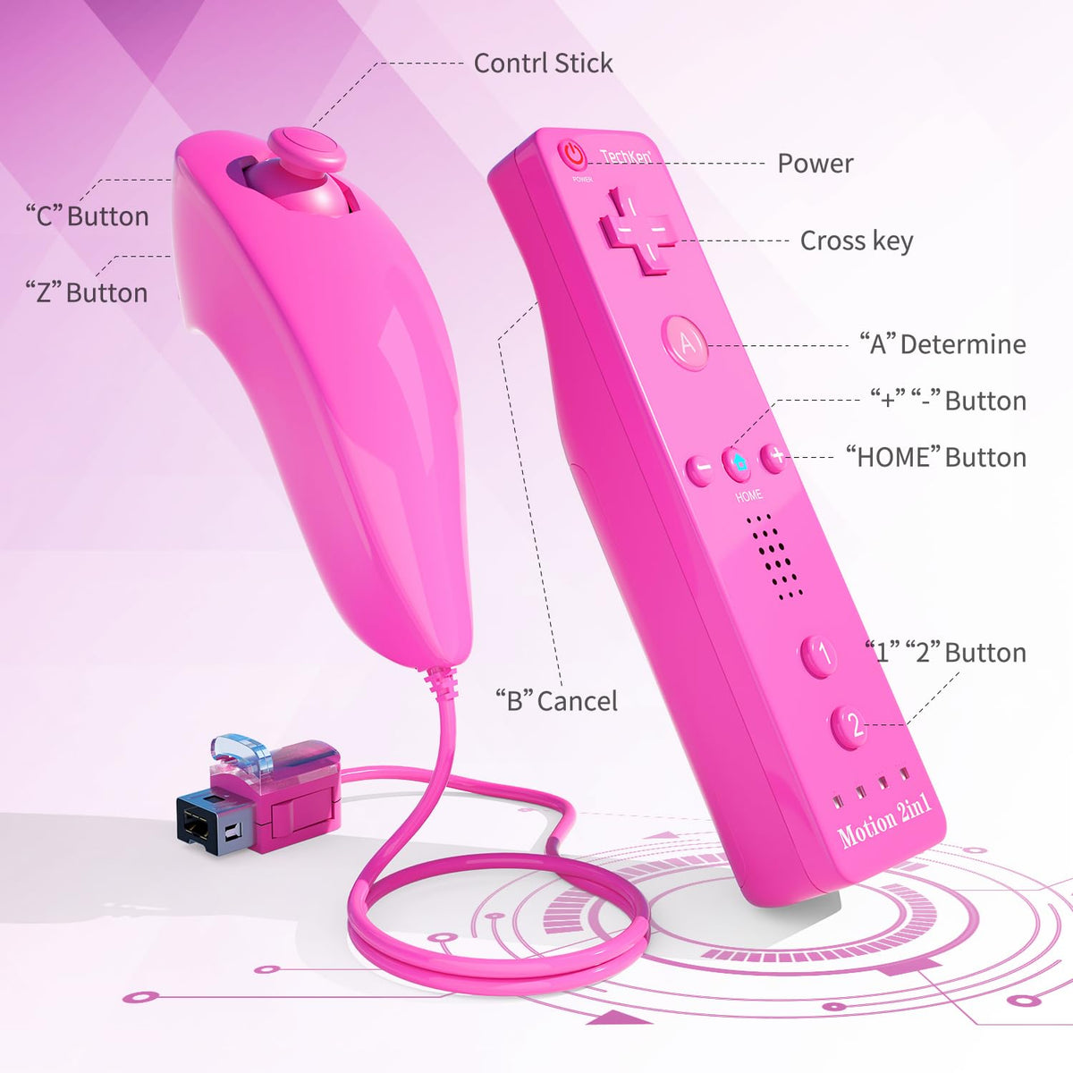 TechKen 2-Pack Wii Remote Plus with Built-in MotionPlus gyroscope, Compatible with all original Wii Remote accessories, Wii Controller for Wii/Wii U