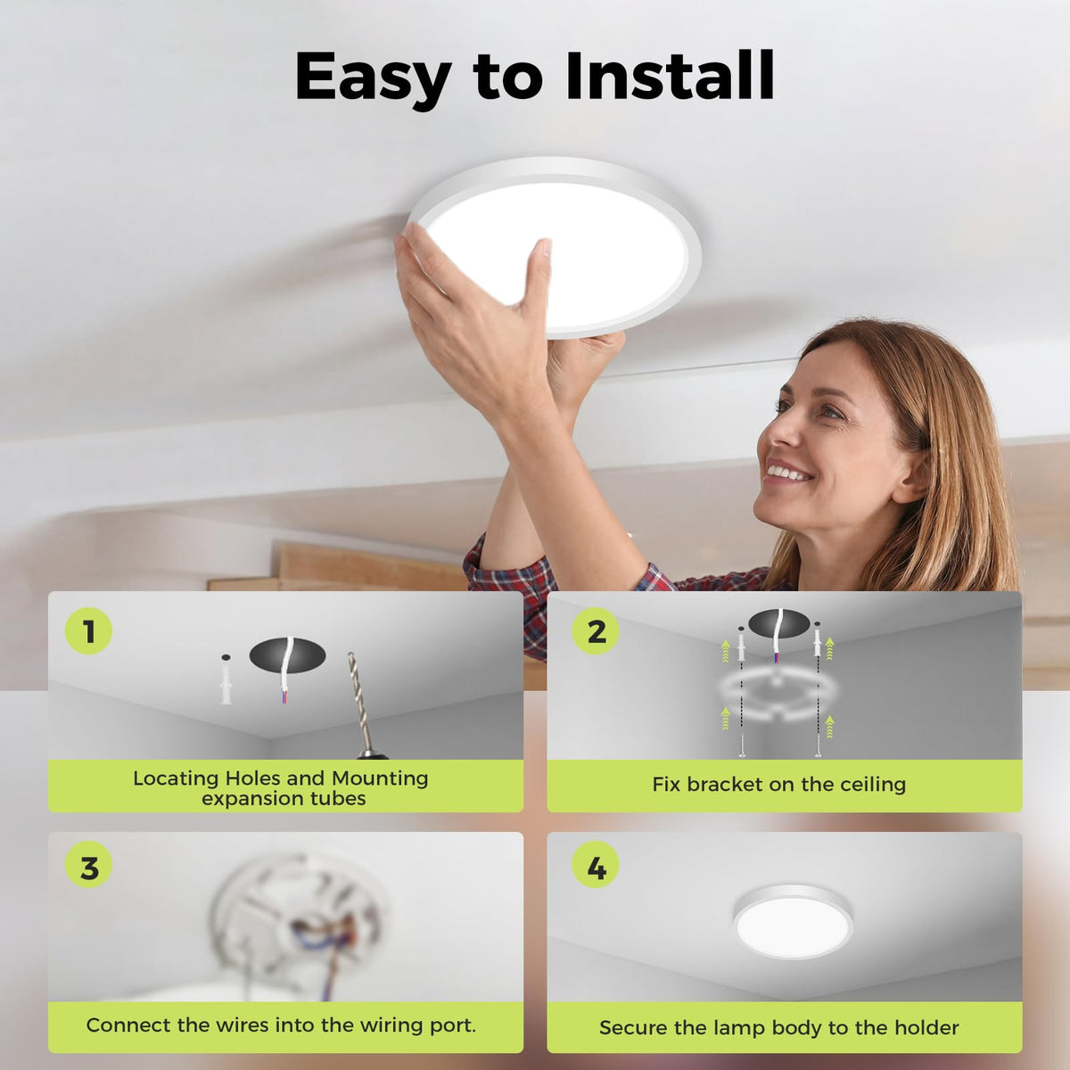 hepside 2 Pack Bathroom Ceiling Light 30cm, 3000K/3500K/4000K/5000K/6500K 5CCT LED Ceiling Lights, 24W, Modern, Waterproof, Round Flush Mount for Bathroom, Kitchen, Bedroom, Hallway