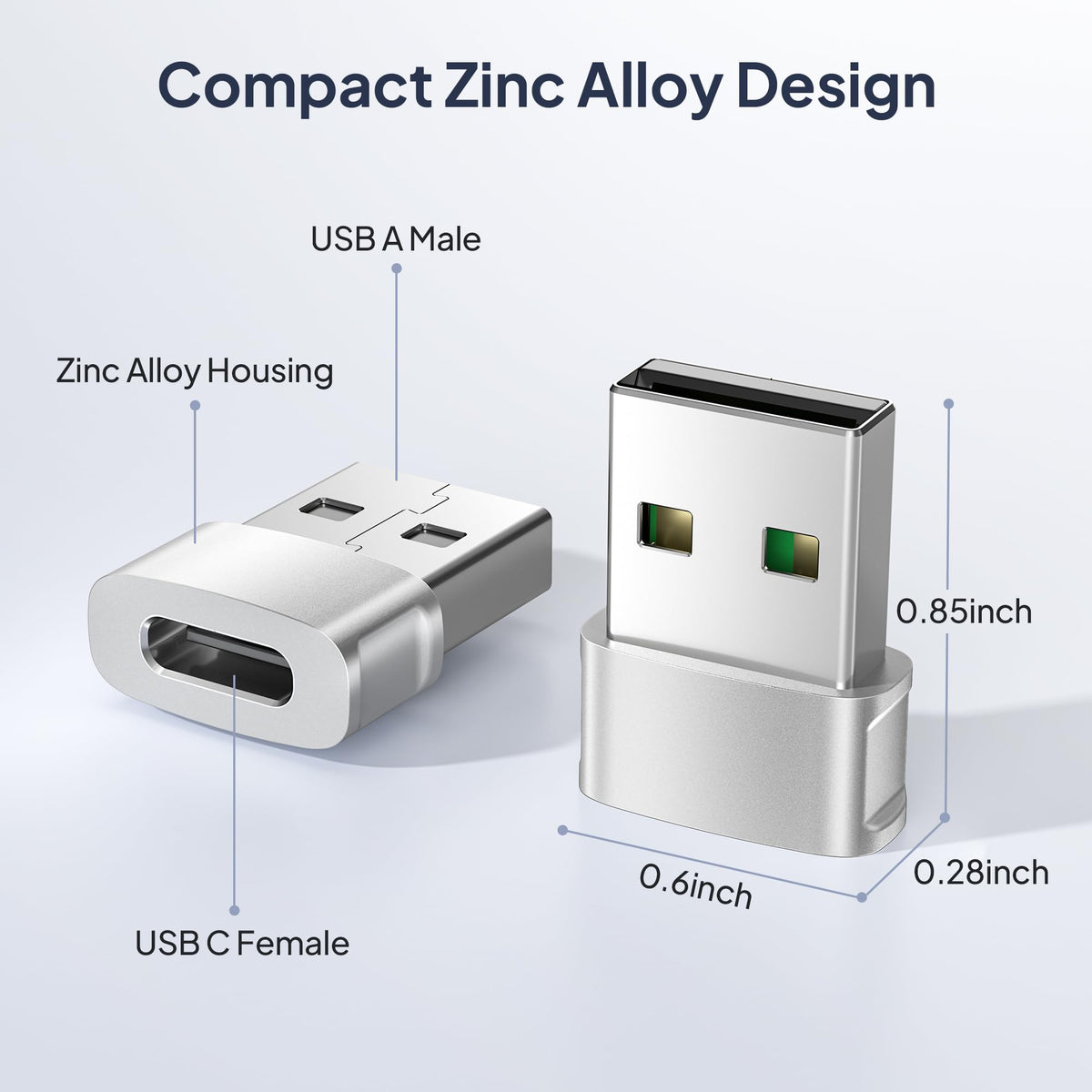 BASESAILOR USB to USB C Adapter 3Pack,Charger Plug for iPhone Duo 18 17 Pro