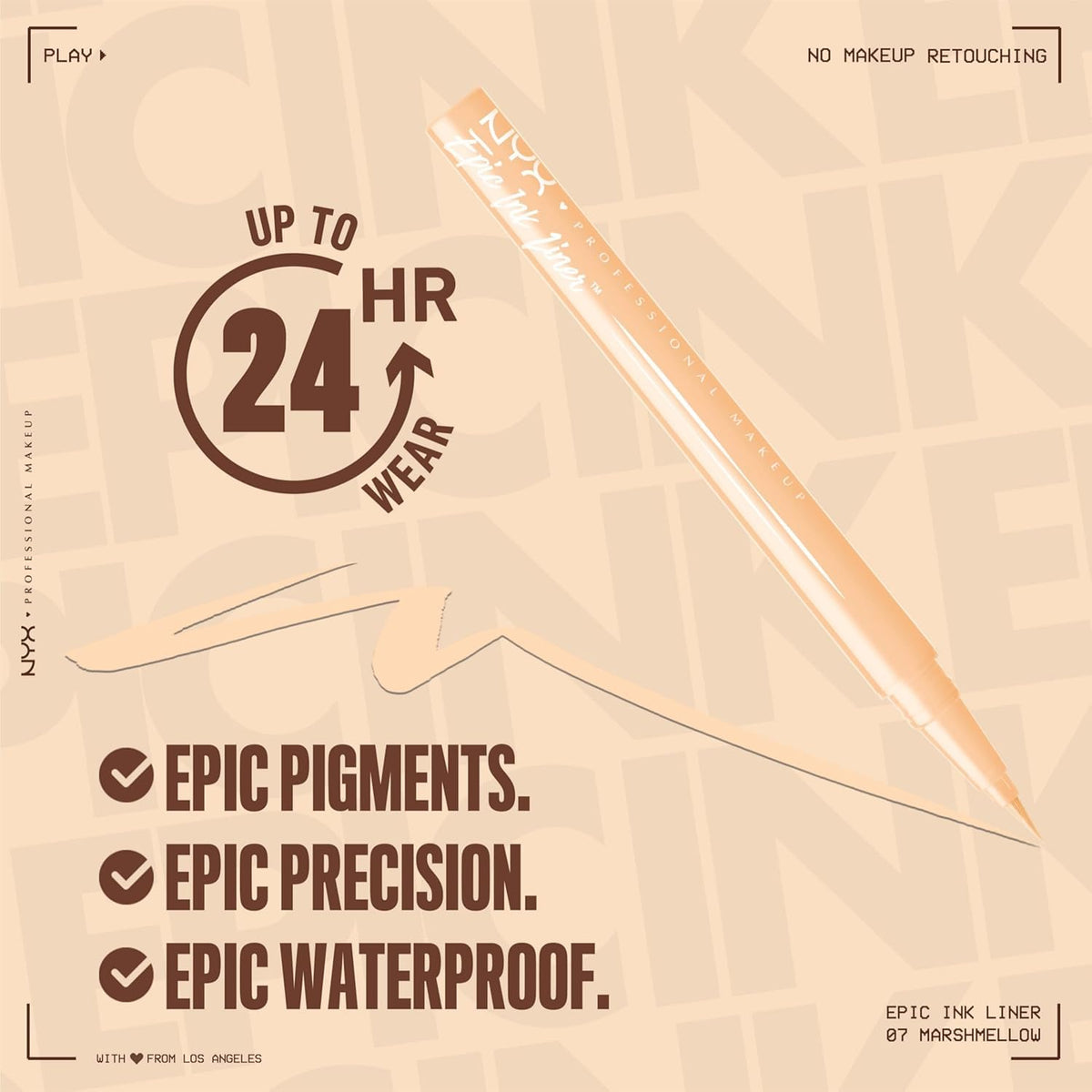 NYX Professional Makeup Eye Liner, Epic Ink Waterproof Liner, Black