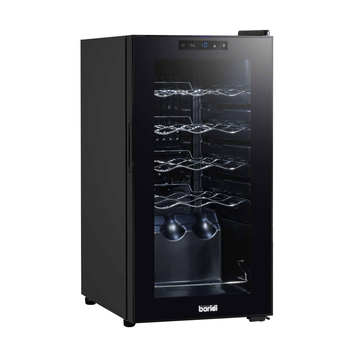 Dellonda Baridi 12 Bottle Wine Fridge with Digital Touch Screen Controls, Metal Shelves & LED Light, Black - DH73