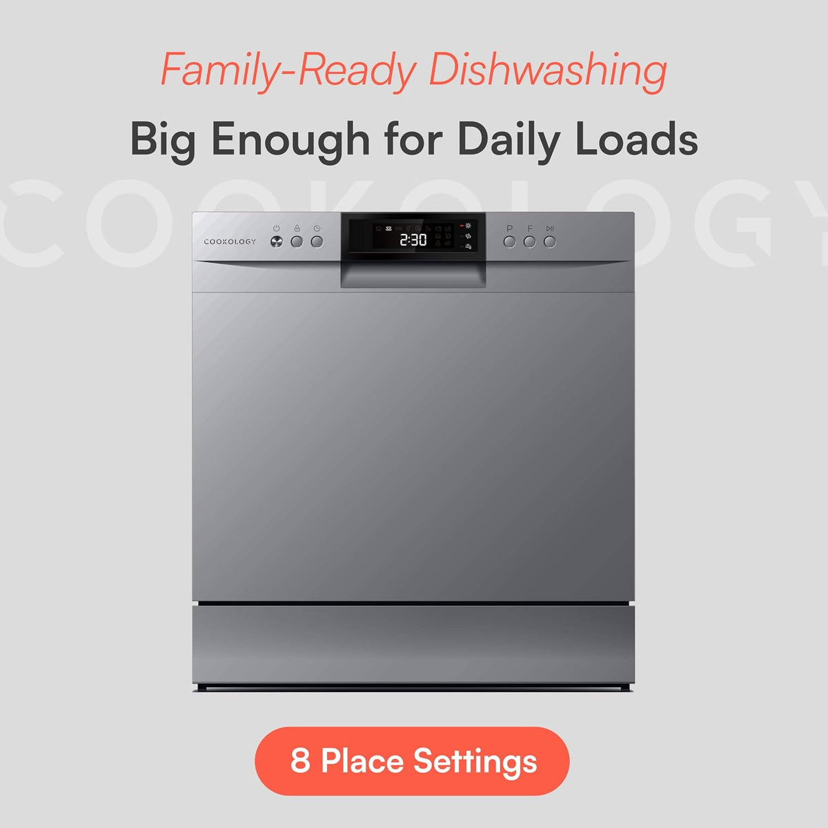Cookology Mini Countertop Dishwasher - 8 Place Settings - Silver