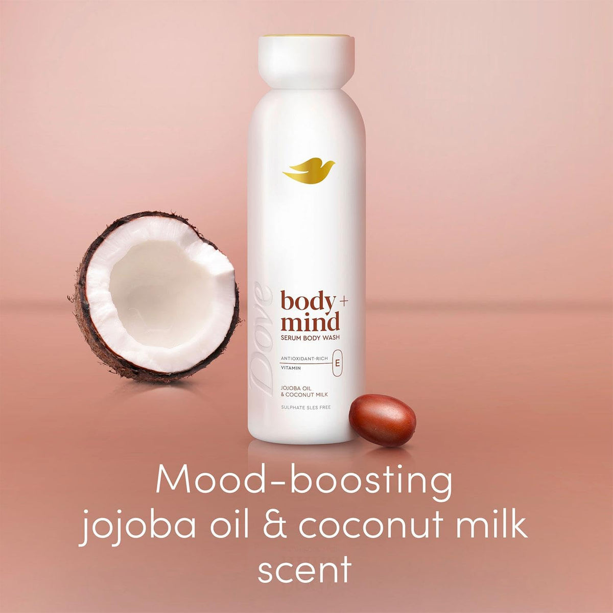 Dove Body + Mind Jojoba Oil & Coconut Milk Serum Body Wash body cleanser with antioxidant-rich vitamin E for glowing skin 350 ml