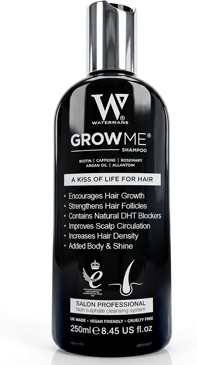 Watermans Grow Me® Hair Growth Shampoo - Not just a Caffeine Shampoo we include Biotin, Argan Oil, Rosemary, Niacinamide. Hair Thickening Treatment for Women & Men with progressed thinning.
