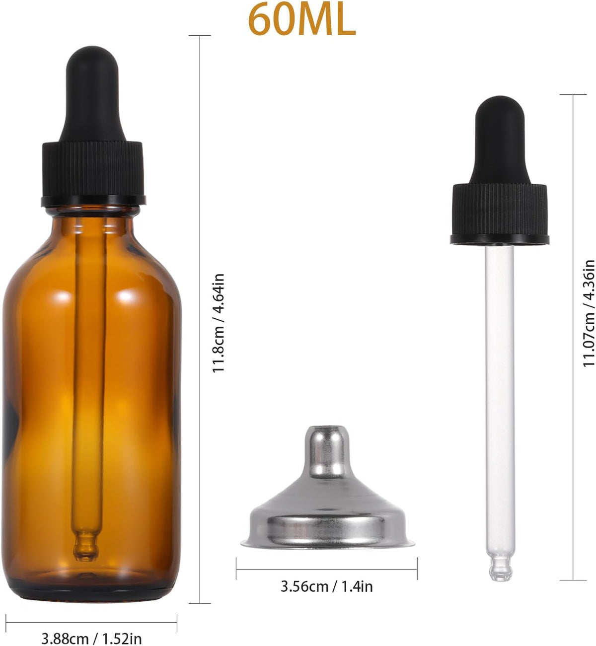Amber Glass Dropper Bottle,2pcs 60ml Small Empty Reusable Eliquid Pipette Ear Dropper Bottles Suitable for Essential Oils Massage Perfumery Aromatherapy Laboratory Fragrances Pharmacist Bottle