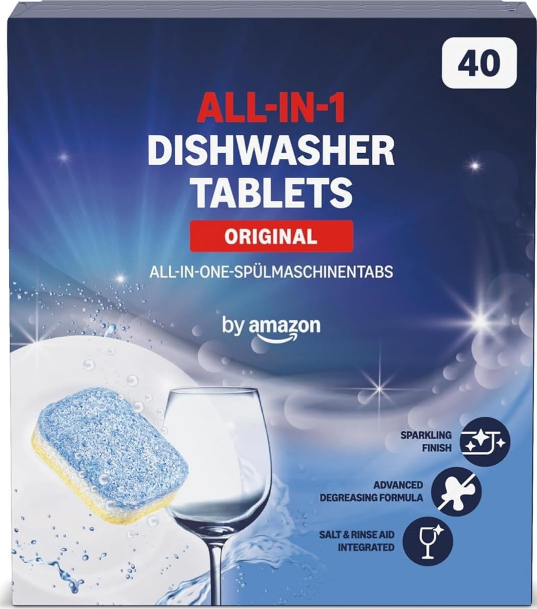 by Amazon ALL-IN-ONE Lemon Dishwasher Tablets, 40 tablets
