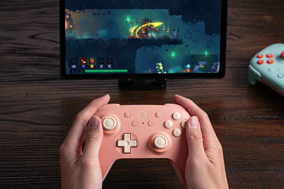 8Bitdo Ultimate 2C Wireless Controller for Windows PC and Android, with 1000Hz Polling Rate, Hall Effect Joysticks and Hall Triggers, and Remappable L4/R4 Bumpers (Peach)