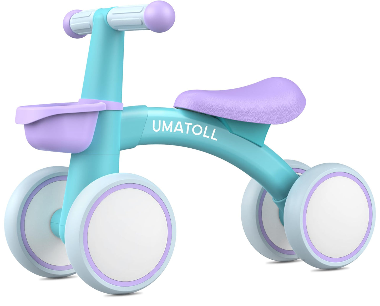 Umatoll Baby Balance Bike for 1 Year Old Boys Girls, 12-24 Months Toddler Balance Bike with Removable Basket, Adjustable Seat, 4 Wheels Infant Bike, First Birthday Gift