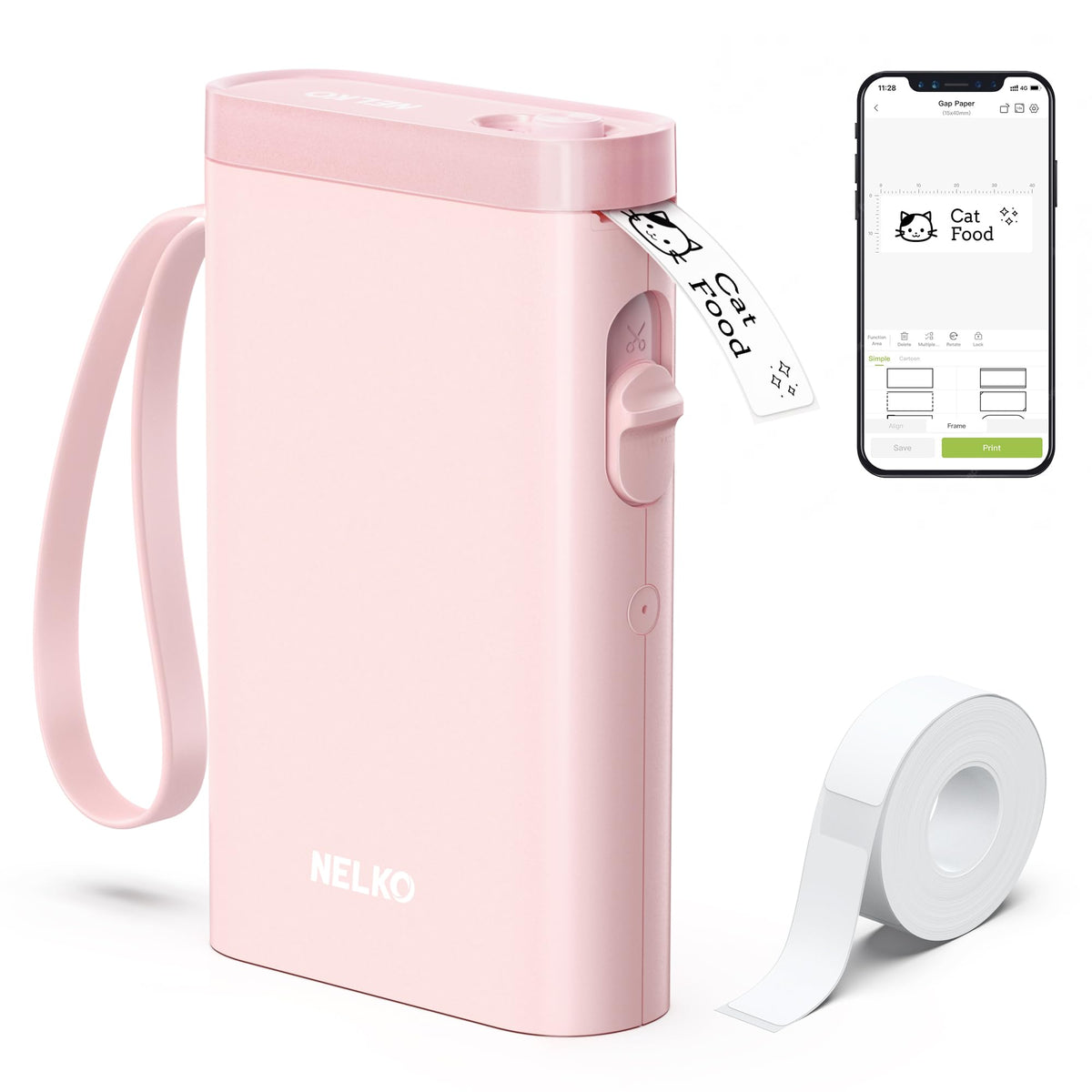 Nelko Label Maker P21 Portable Bluetooth Sticker Printer with Tape, Black