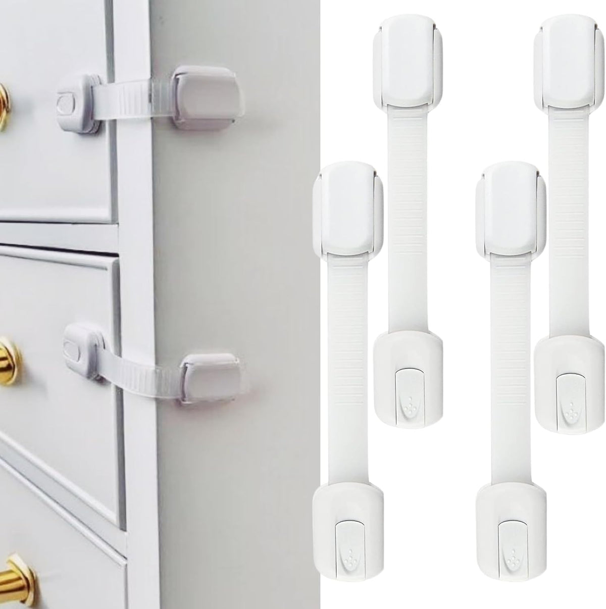 Cheeky Monkey® 4 Pack Cupboard Locks for Children, No Drill Baby Proofing