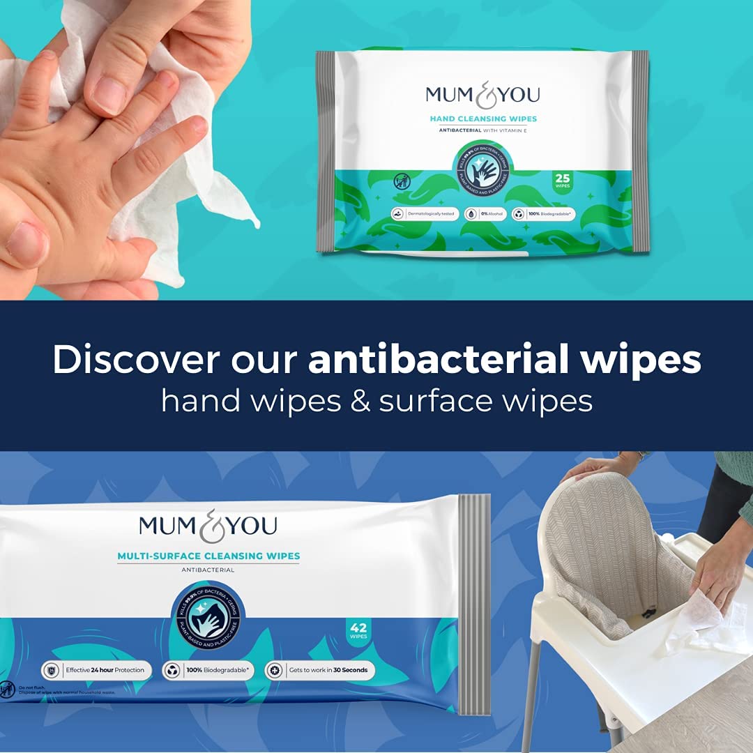 Mum & You Baby Wipes - Biodegradable Wet Wipes | 99.4% Water | Ideal for Sensitive Newborn Skin | 336 Newborn Wipes Bulk, Bum Wipes, Wet Tissue, Plastic free Wet wipes, (56 wipes x 6 packs)