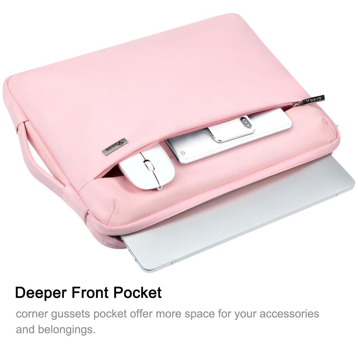 Voova 360° Protective Laptop Sleeve Case 11 11.6 12 inch, Waterproof Computer Cover Bag Compatible with Surface Pro 7 8/Laptop Go 2 3, MacBook Air 11, Chromebook, 12.5" Asus Acer Hp Tablet,Pink