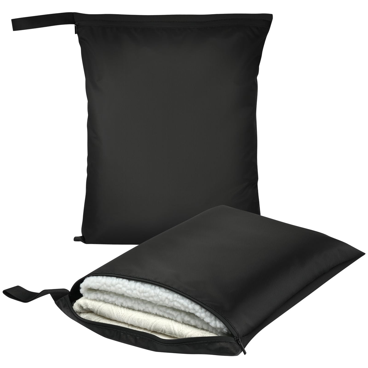2PCS Wet Bags for Baby Items, Wet Swimsuits, Beach, Camping(Black)