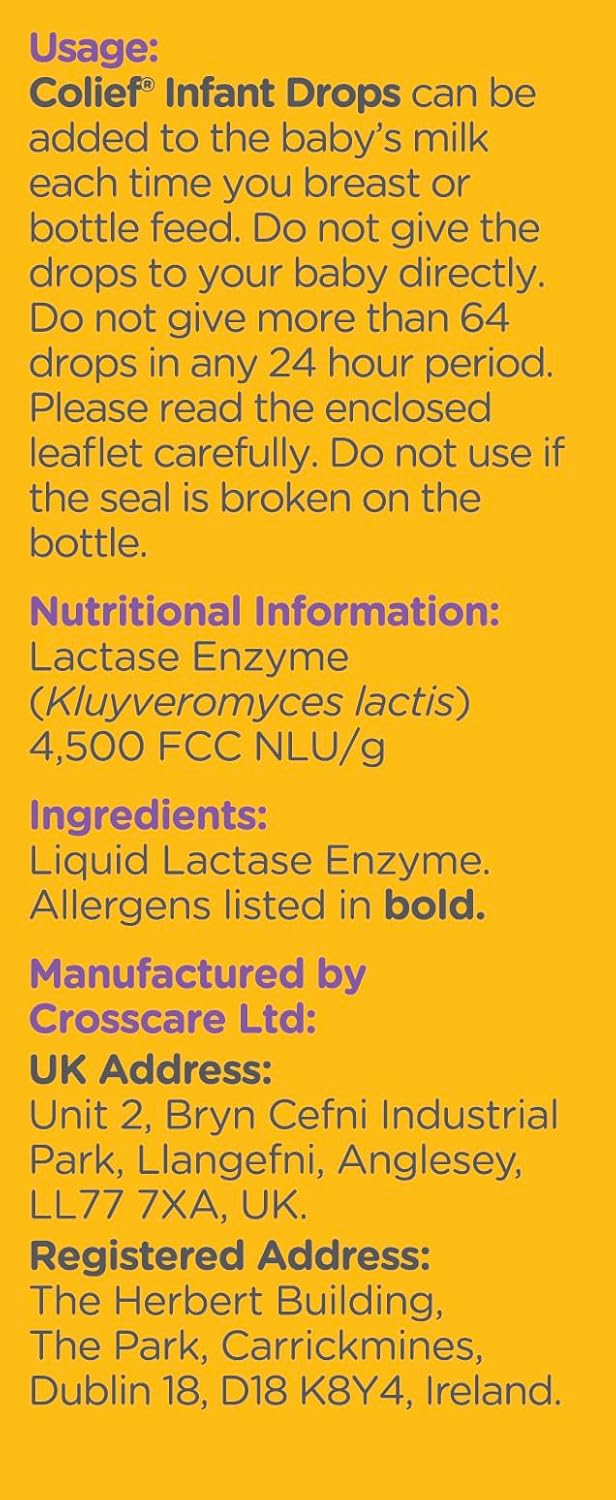 Colief Infant Drops | Lactase Enzyme Drops | Natural Colic Relief for Babies | Reduces Bloating, Wind and Crying | (15ml)