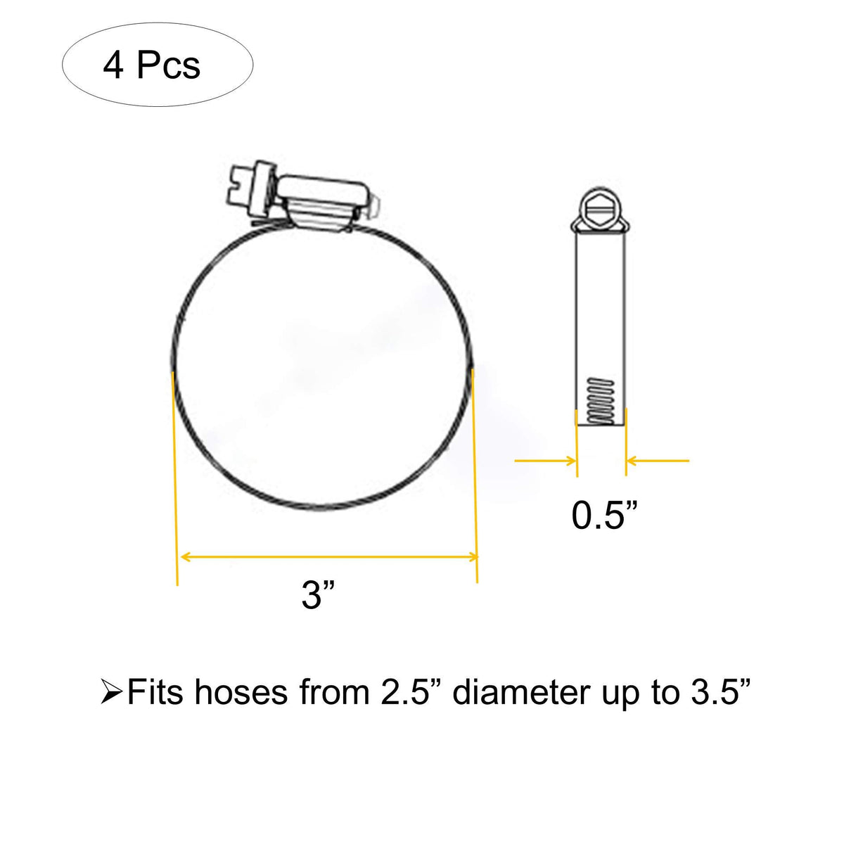8Pcs 118-140mm Hose Clips Adjustable 304 Stainless Steel Duct Clamps
