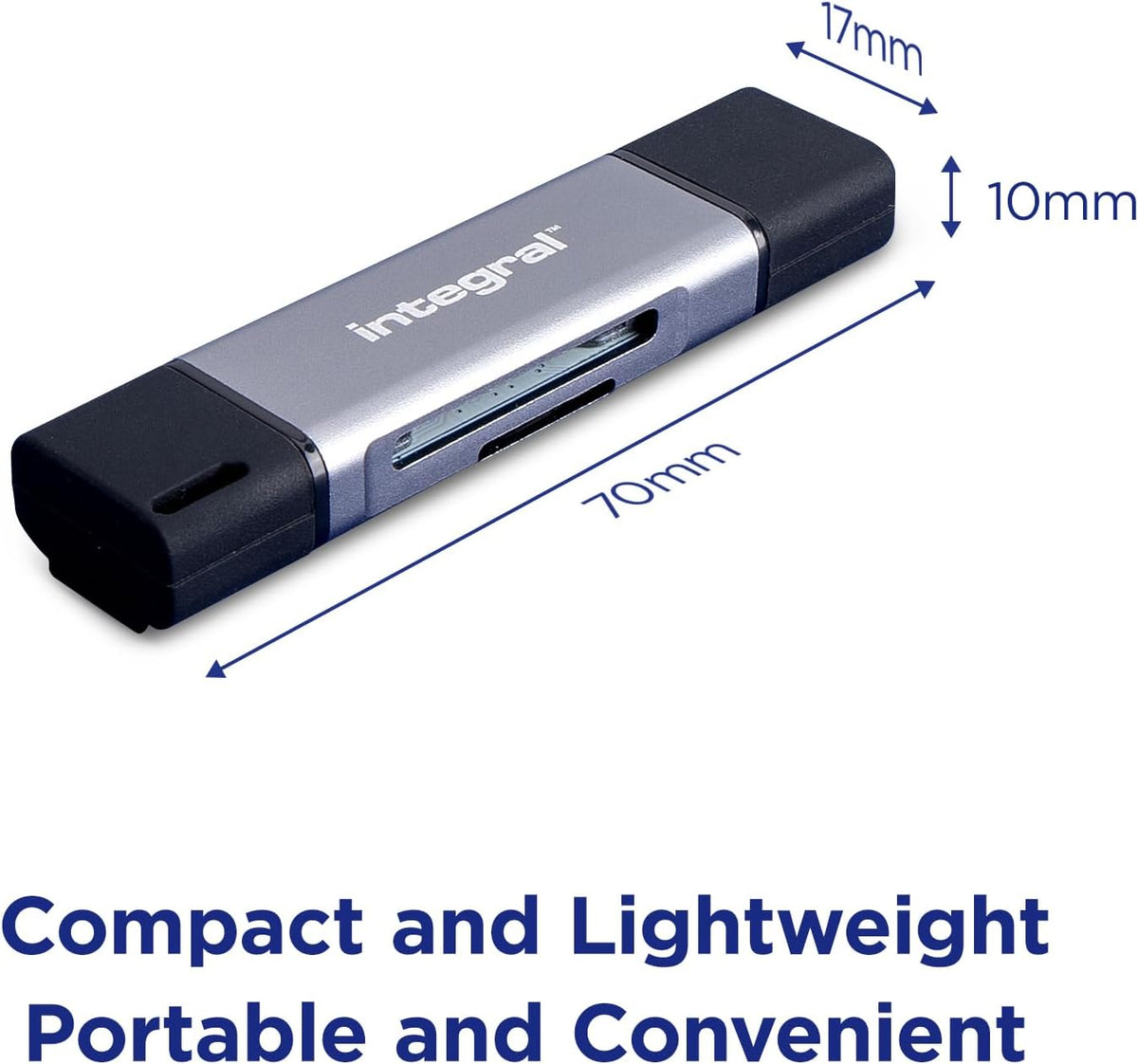 Integral microSD & SD Memory Card Reader Adapter - Dual Ended USB 3.0 & USB C - For iPhone 15/16 Plus/Pro/Pro Max, MacBook Pro/Air M1/M2/M3/M4, iPad, PC, laptop, smartphone