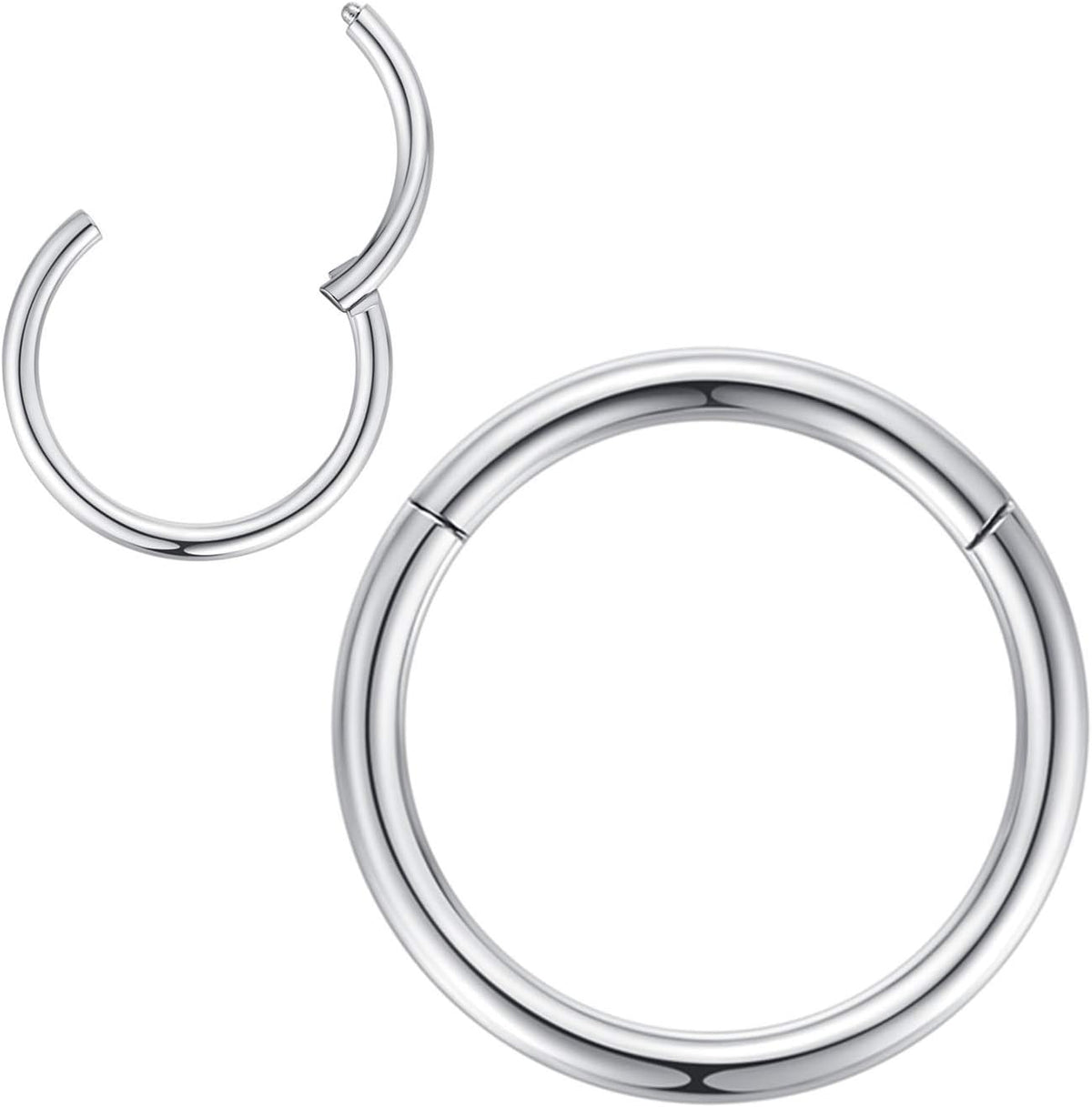 316L Surgical Steel Hinged Nose Rings Hoop Suptum Ring Body Piercing Lip Rings Helix Cartilage Rook Earrings 20G 18G 16G 14G 12G 10G 8G, Diameter 5mm to 16mm, Gold-Rose Gold-Silver-Black