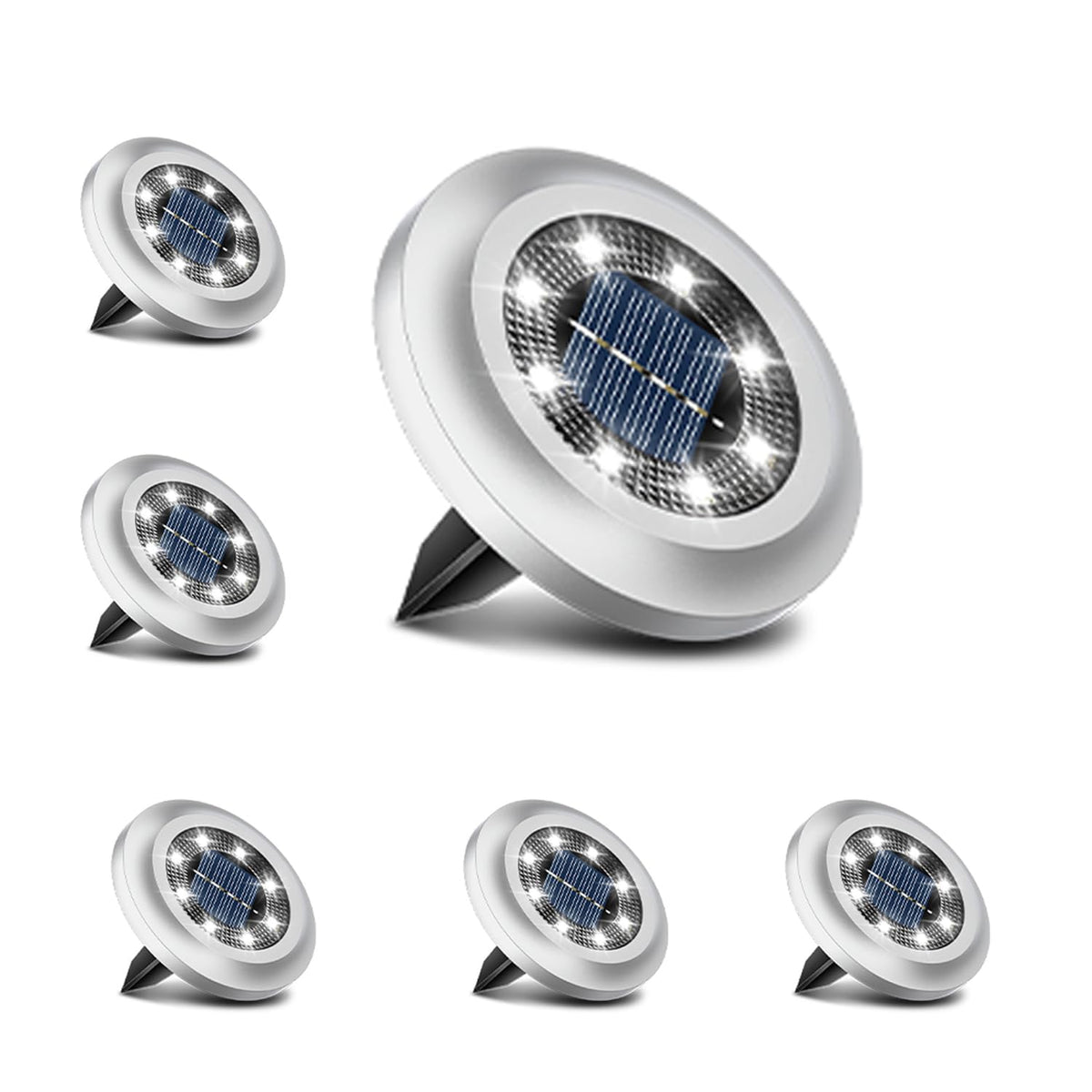 Torchtree Solar Lights Outdoor Garden,600mAh Solar Ground Lights, 8 LED Solar Disk Lights for Garden Lawn Pathway Yard Landscape Walkway（8 Pack Bright White） ﻿