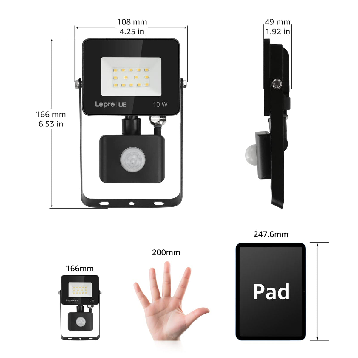 Lepro Security Lights Outdoor Motion Sensor 10W 850 Lumen Waterproof