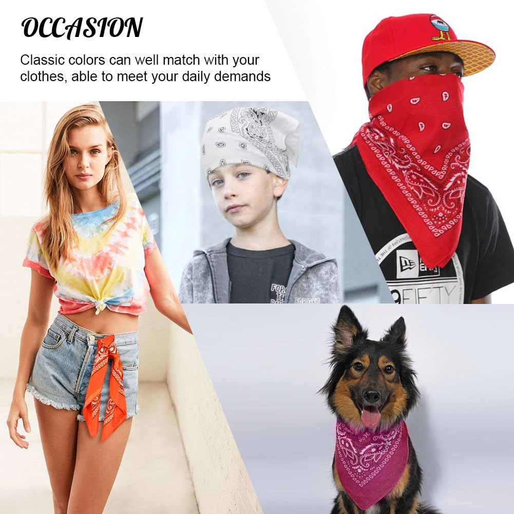 Aomig Bandana Head Scarf for Men and Women, Stylish Cowboy Headband Handkerchief, Multi-purpose Hair Scarf Paisley Print Unisex Headwraps, Bib Party Face Covering Headwear for Motorcycling