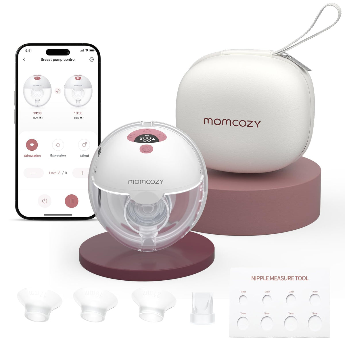 Momcozy Full Set Collector Cup Only Compatible with Momcozy M5 NOT for Others. Original M5 Breast Pump Replacement Accessories (160ml, with Double-Sealed Flange 24mm)