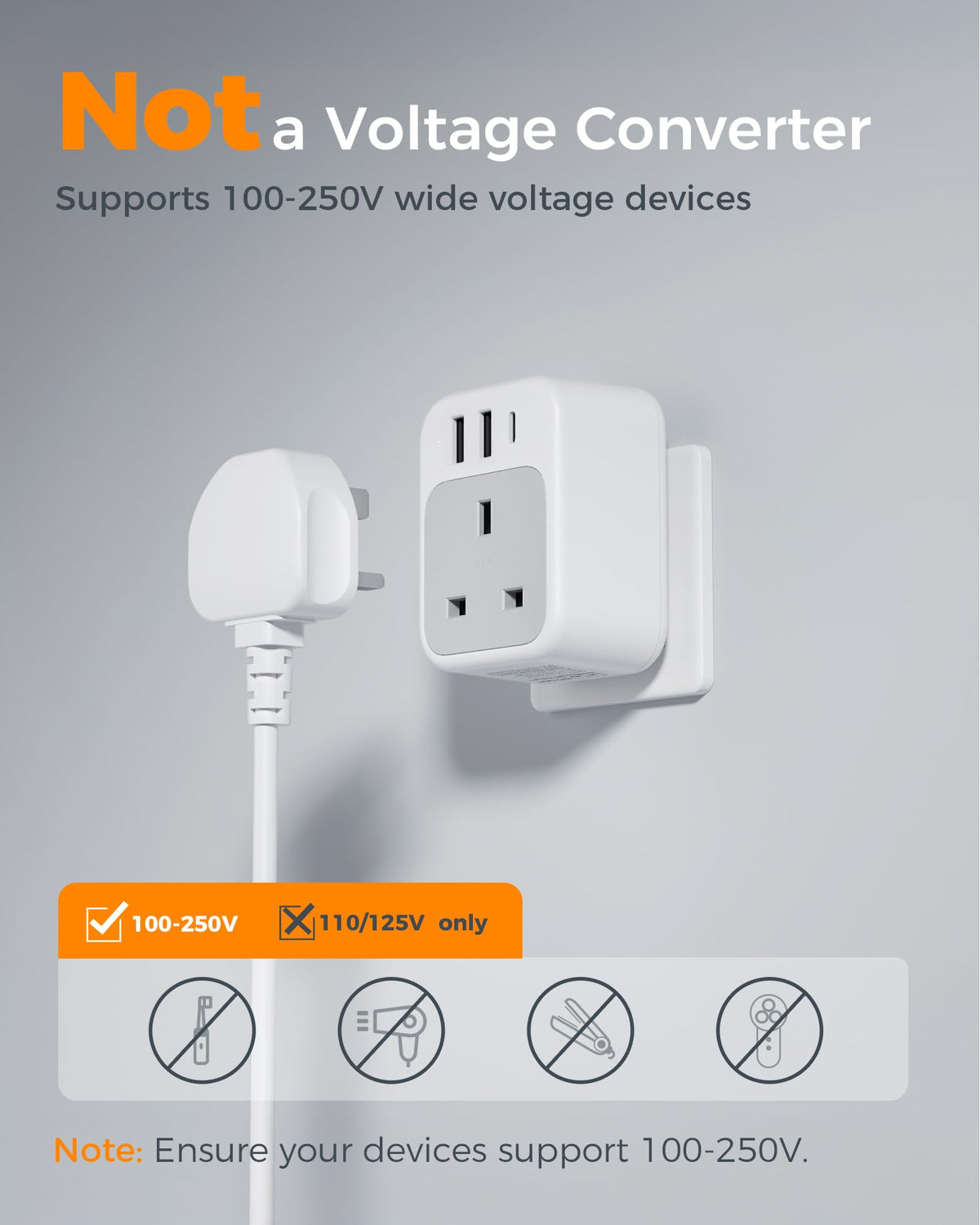 TESSAN UK to South Africa Plug Adapter, Type M Travel Adaptor with USB C