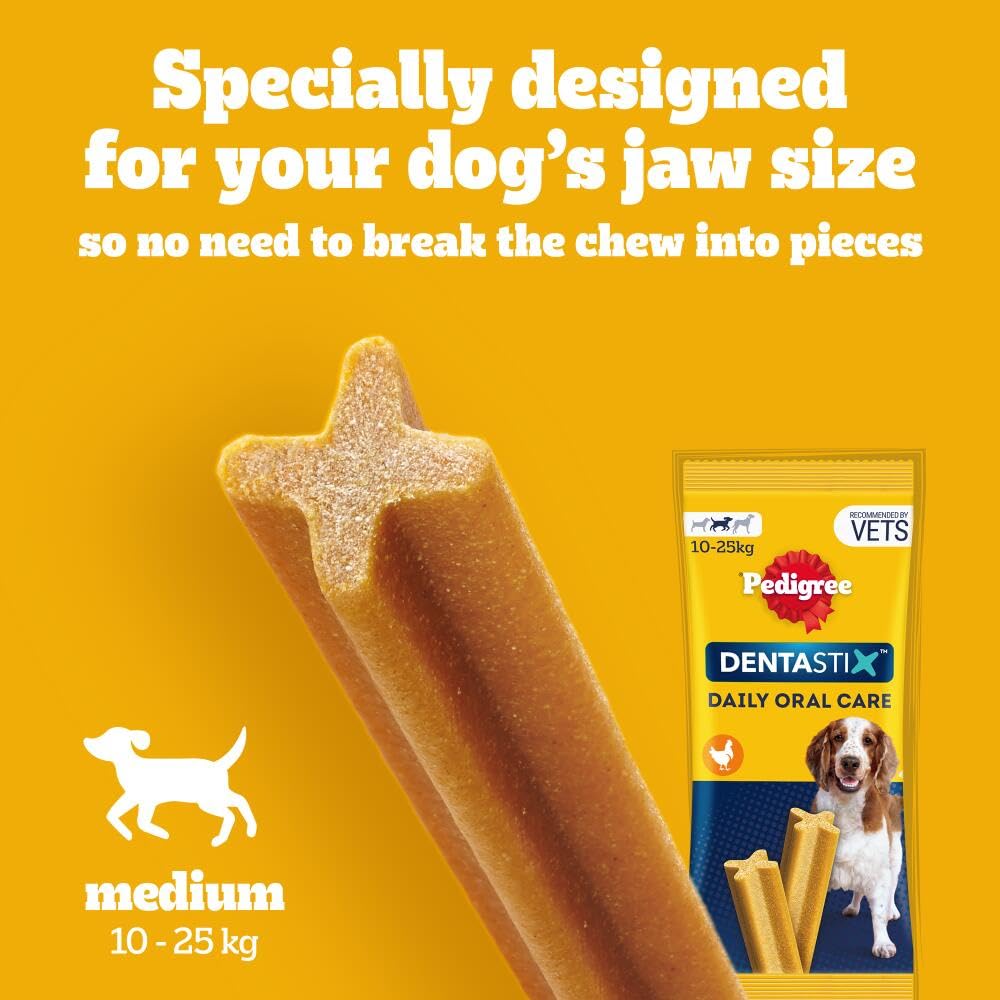 Pedigree DentaStix - Daily Dental Chews For Medium Dogs (10-25 kg), 112 Sticks