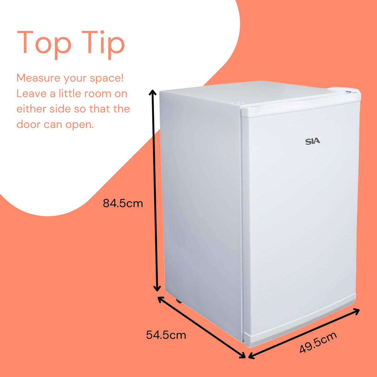 SIA UCF50GR Freestanding Under Counter Freezer, 77L Capacity, 4* Freezer Rating, E Rated, 50cm Wide, Reversible Door, Grey, 2 Years Parts & Labour Guarantee